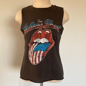 Rolling Stones, S, 100% cotton cropped unfinished edges tank